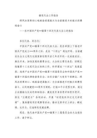 镇党代会工作报告 栉风沐雨秉初心砥砺奋进谋振兴为全面推进乡村振兴而赓续奋斗