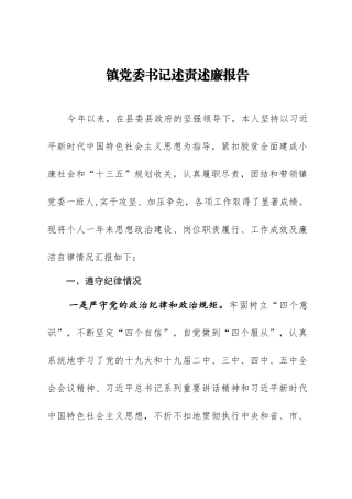 镇党委书记述责述廉报告