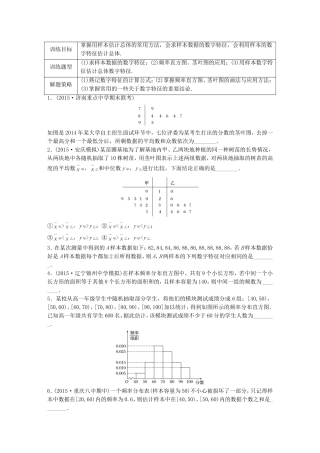 （江苏专用）高考数学 专题10 概率与统计 76 用样本估计总体 文-人教版高三数学试题