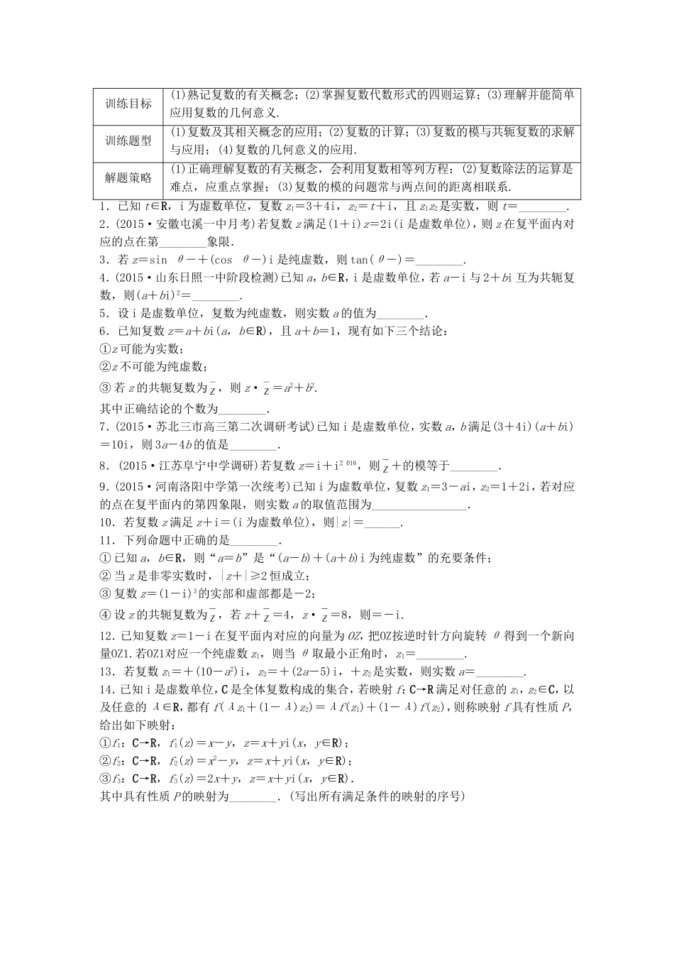 （江苏专用）高考数学 专题11 算法、复数、推理与证明 81 复数 文-人教版高三数学试题_第1页