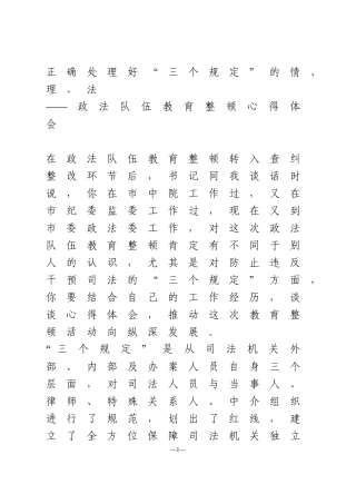 政法系统教育整顿活动“三个规定”学习体会2篇