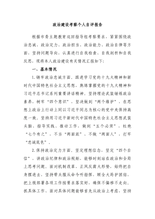 政治建设考察个人自评报告