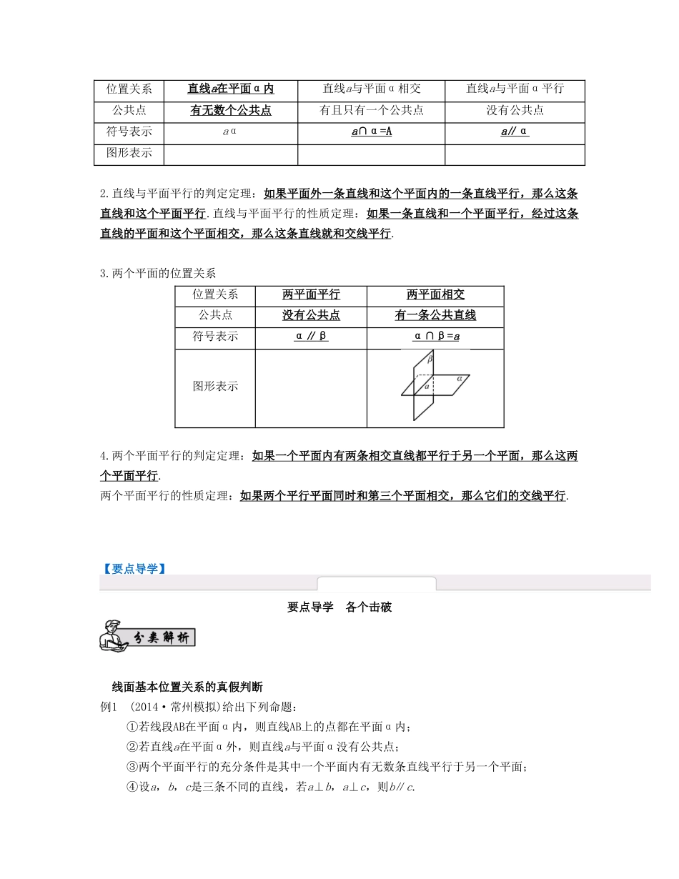 （江苏专用）高考数学大一轮复习 第九章 立体几何初步 第50课 线面平行与面面平行 文-人教版高三全册数学试题_第2页