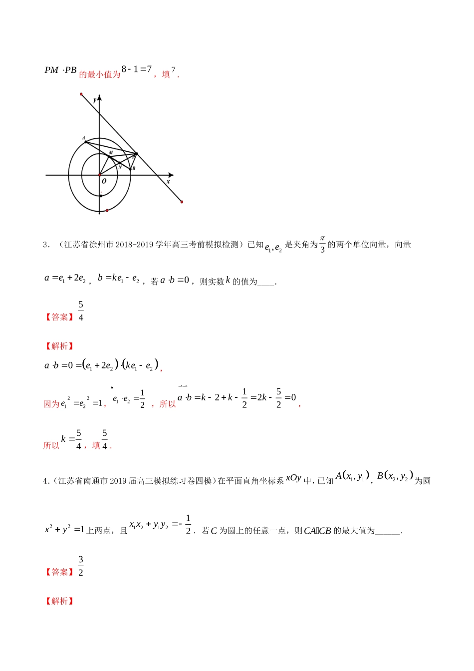 （江苏专用）高考数学一轮复习 考点25 平面向量的数量积与平面向量应用举例必刷题（含解析）-人教版高三数学试题_第2页