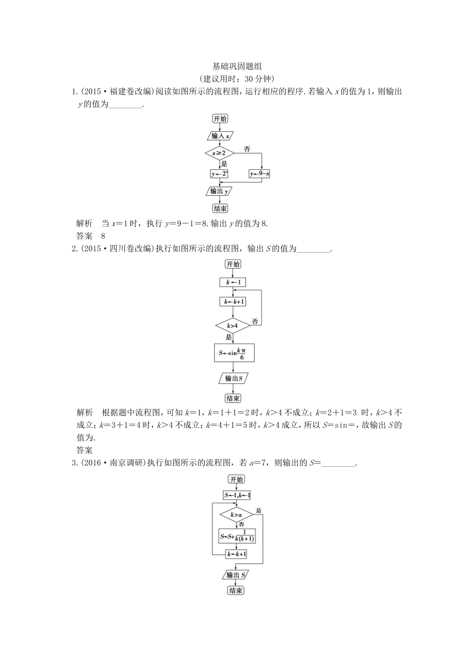 （江苏专用）高考数学一轮复习 第十二章 推理与证明、算法初步、复数 第4讲 算法与流程图练习 理-人教版高三数学试题_第1页