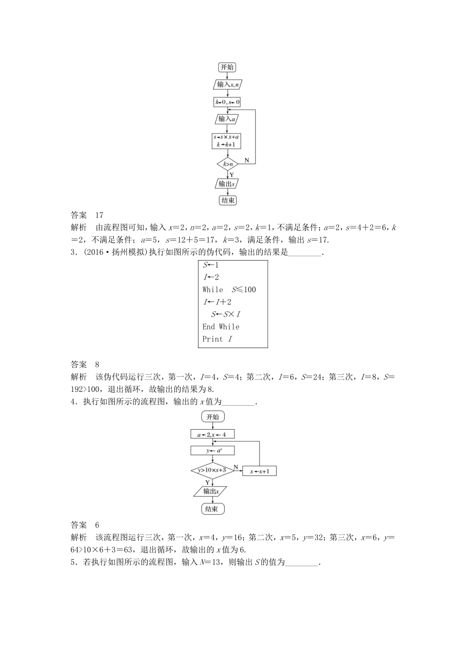 （江苏专用）高考数学大一轮复习 第十三章 推理与证明、算法、复数 13.4 算法与流程图教师用书 理 苏教版-苏教版高三全册数学试题_第3页