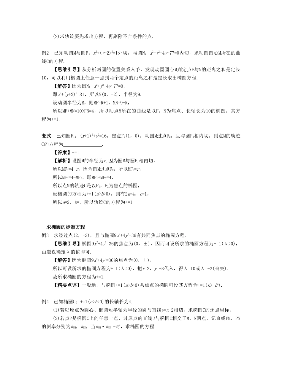 （江苏专用）高考数学大一轮复习 第十一章 圆锥曲线与方程 第60课 椭圆的方程 文-人教版高三全册数学试题_第3页