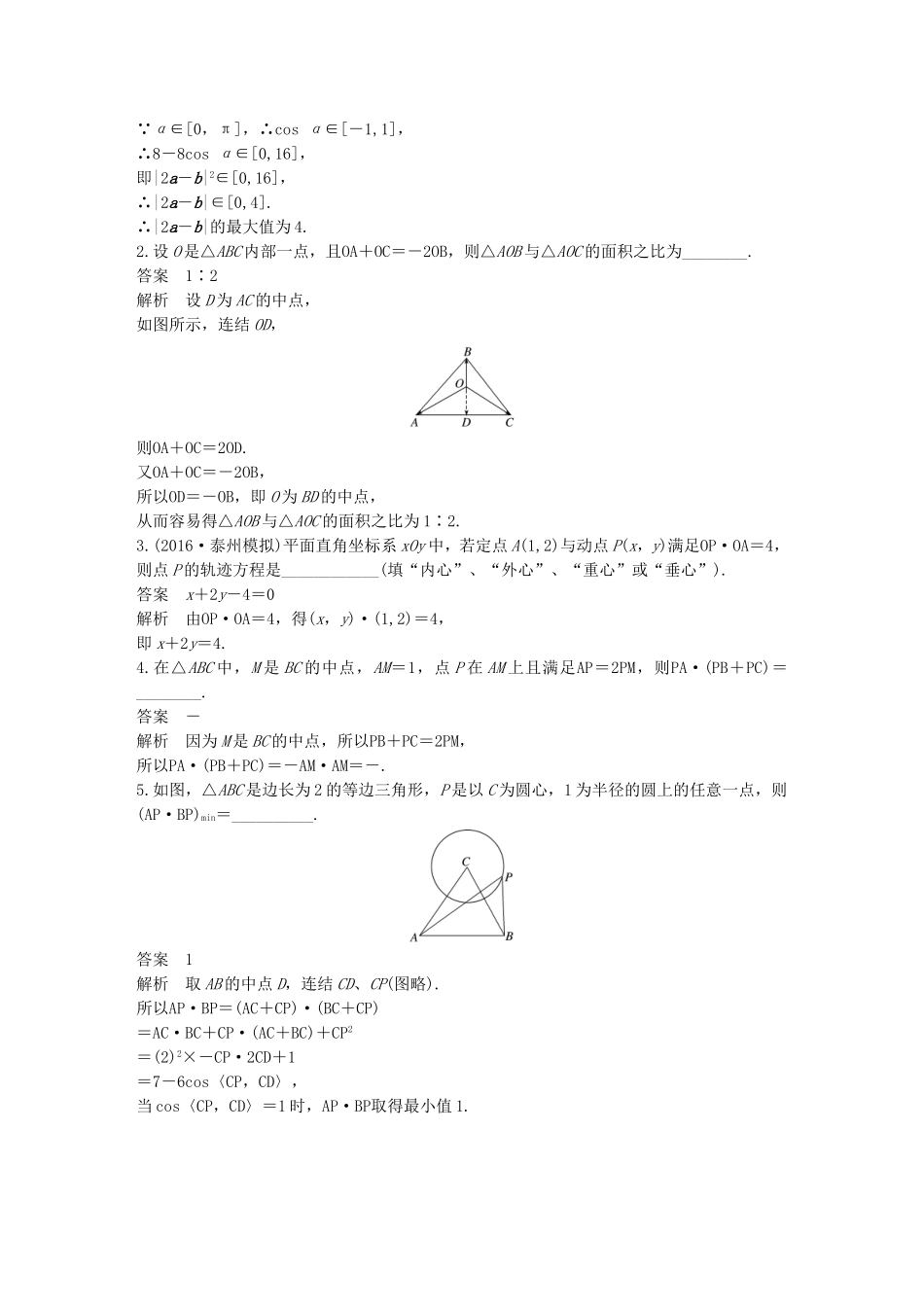（江苏专用）高考数学大一轮复习 第五章 平面向量 5.4 平面向量的综合应用教师用书 文 苏教版-苏教版高三全册数学试题_第2页