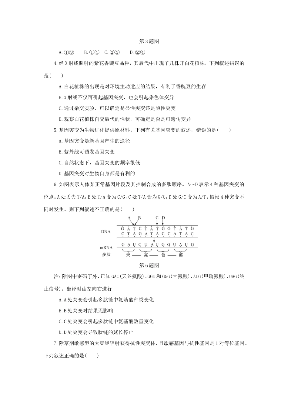 （江苏专用）高考生物一轮总复习 课时作业（二十三）基因突变和基因重组-人教版高三生物试题_第2页