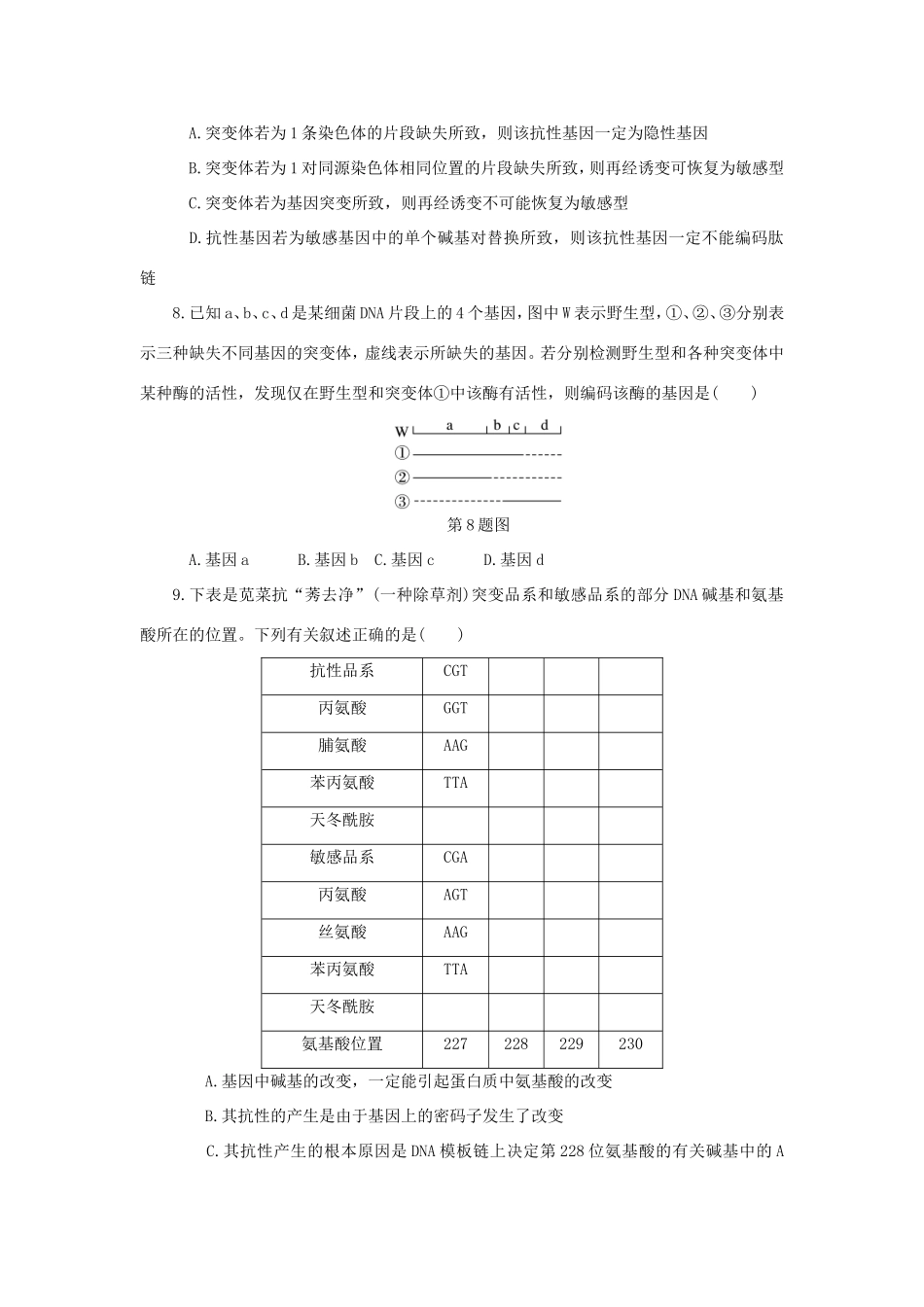 （江苏专用）高考生物一轮总复习 课时作业（二十三）基因突变和基因重组-人教版高三生物试题_第3页