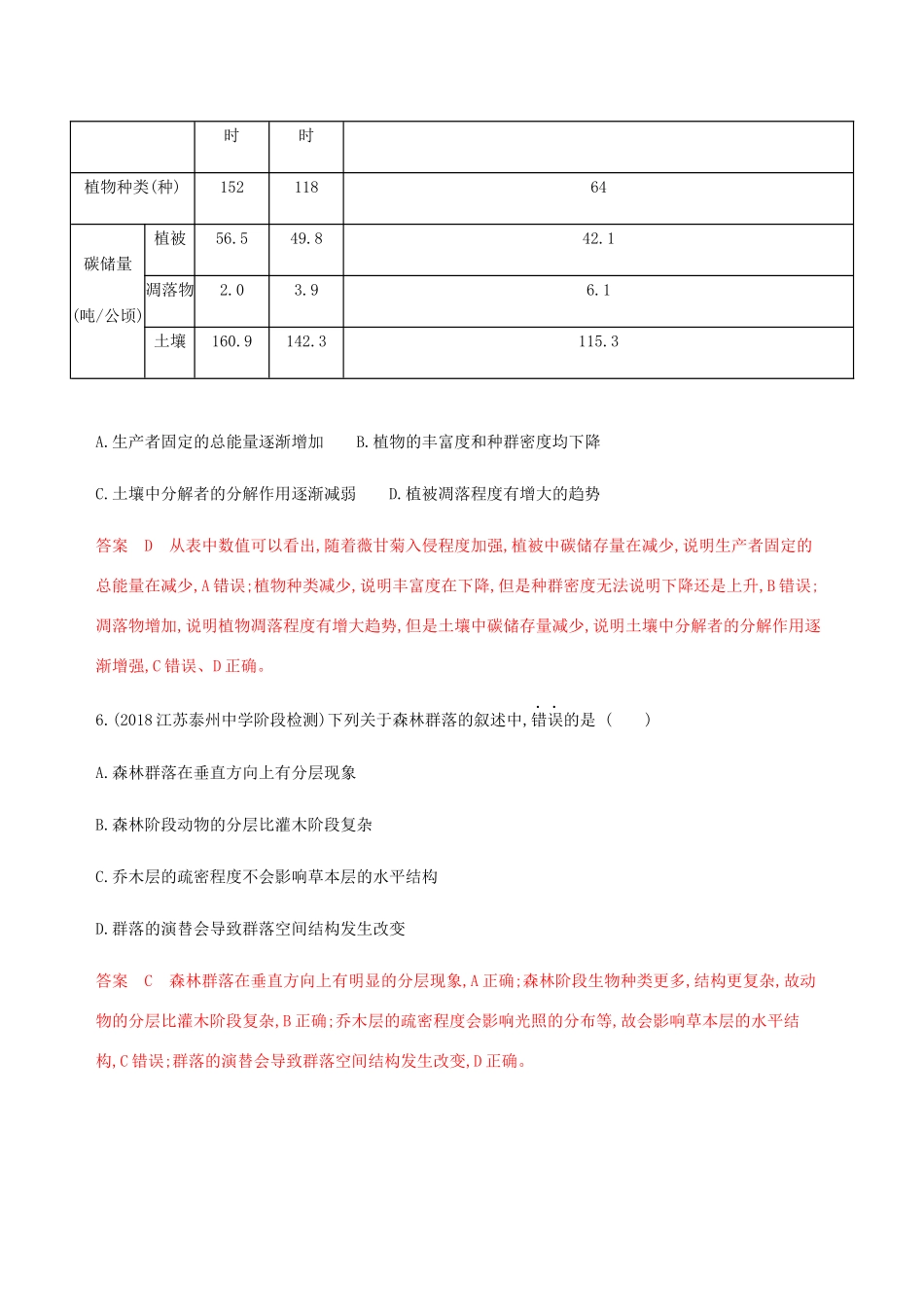 （江苏专用）高考生物总复习 第32讲 生物群落的构成与演替练习（含解析）-人教版高三生物试题_第3页