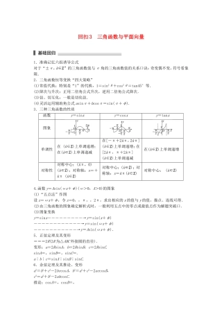 （江苏专用）高考数学总复习 考前三个月 考前回扣3 三角函数与平面向量 理-人教版高三数学试题