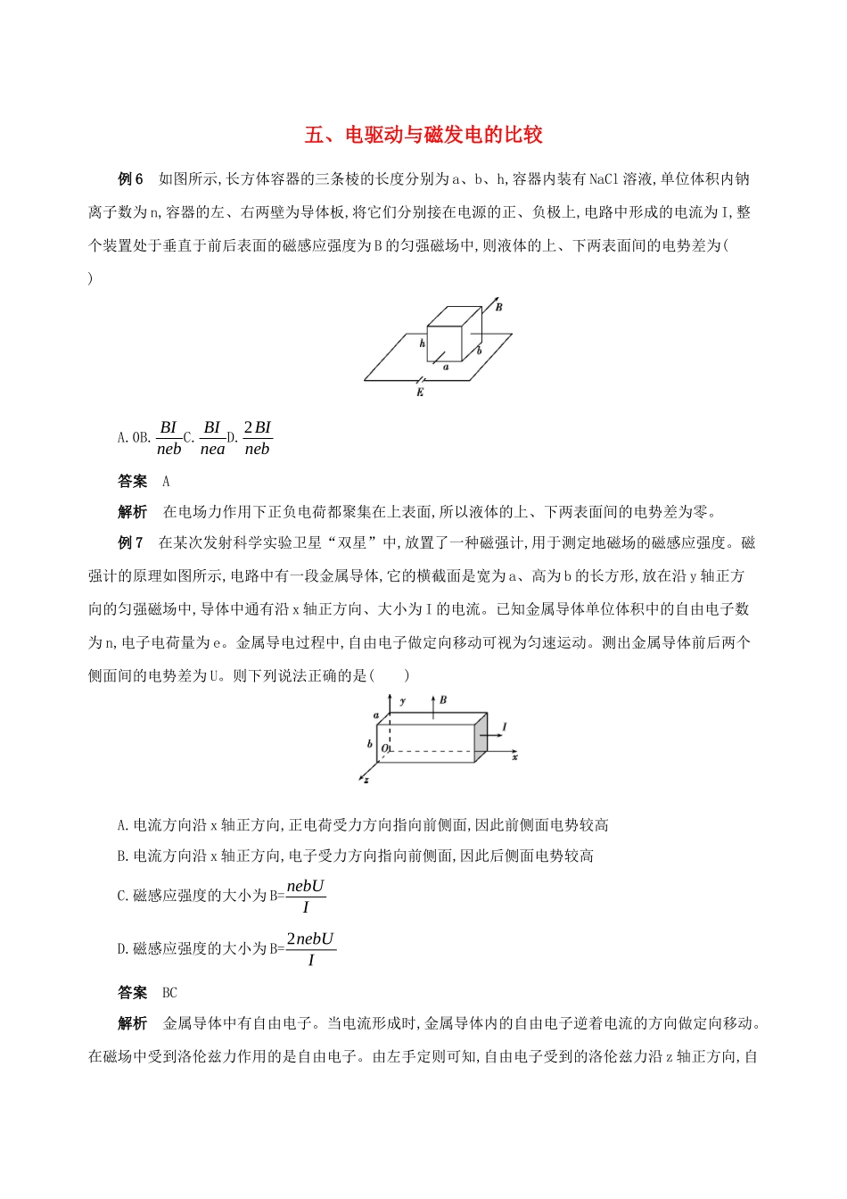 （江苏专用）高考物理三轮冲刺 第二篇 中档题防错 五 电驱动与磁发电的比较-人教版高三物理试题_第1页