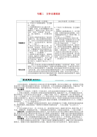 （江西版）高考语文第二轮复习 专题二文学名著阅读