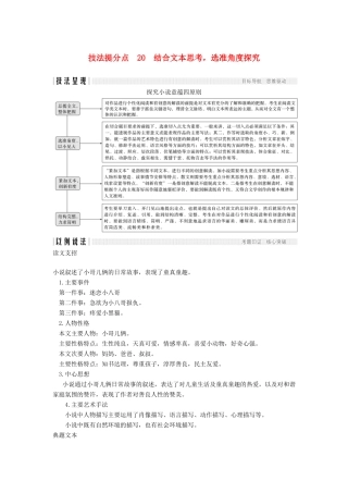 （江苏专用）高考语文二轮培优 第三部分 现代文阅读 专题一 小说 技法提分点20 结合文本思考，选准角度探究-人教版高三全册语文试题
