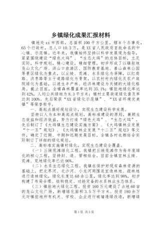 2024年乡镇绿化成果汇报材料