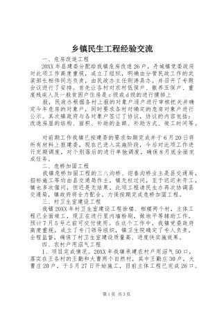 2024年乡镇民生工程经验交流