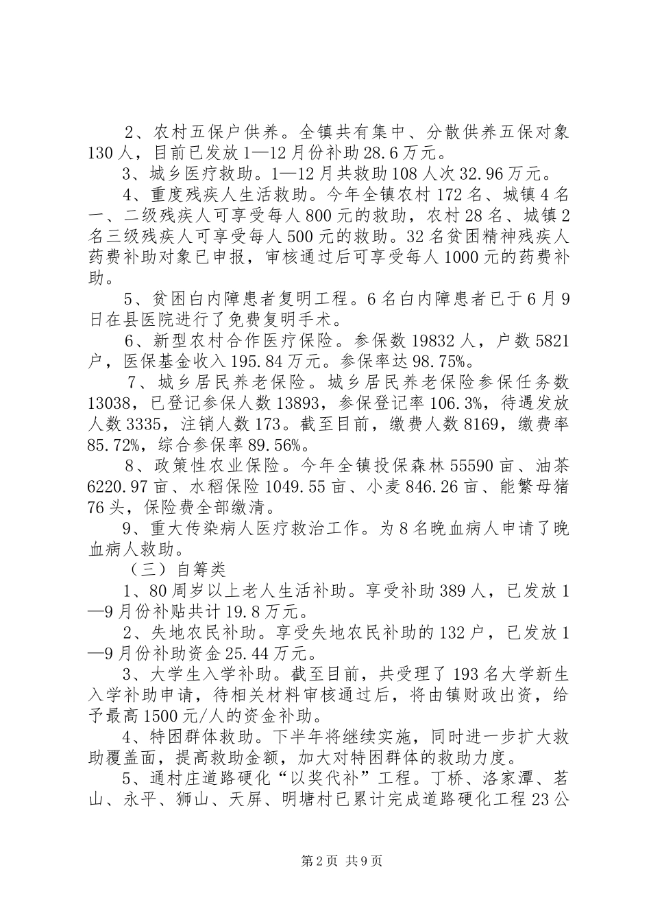 2024年乡镇民生工程情况汇报_第2页