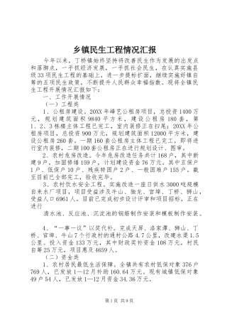 2024年乡镇民生工程情况汇报