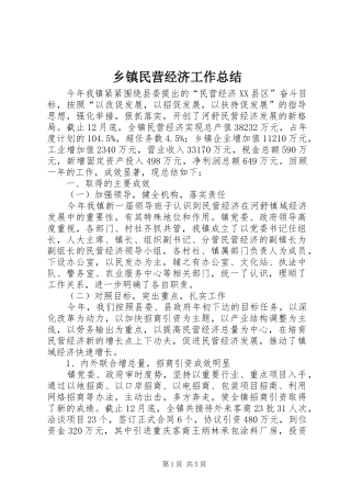 2024年乡镇民营经济工作总结