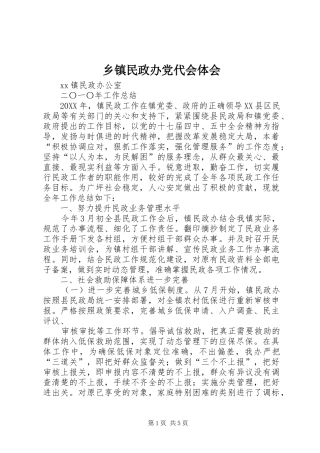 2024年乡镇民政办党代会体会