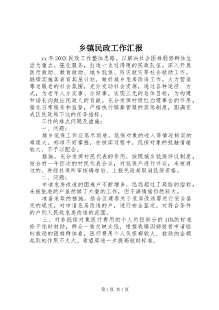 2024年乡镇民政工作汇报