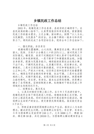 2024年乡镇民政工作总结