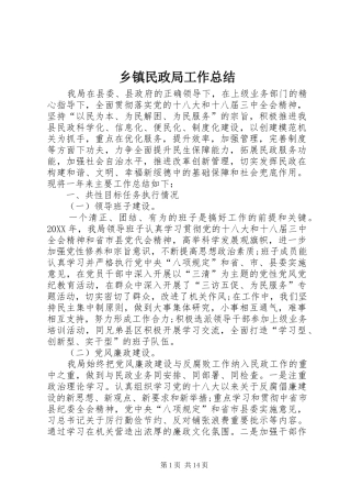 2024年乡镇民政局工作总结