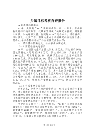 2024年乡镇目标考核自查报告