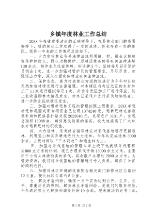 2024年乡镇年度林业工作总结