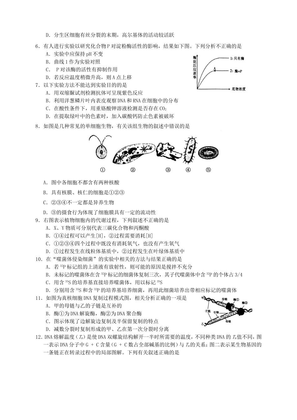（湖北版）高三生物上学期第五次月考试题-人教版高三全册生物试题_第2页