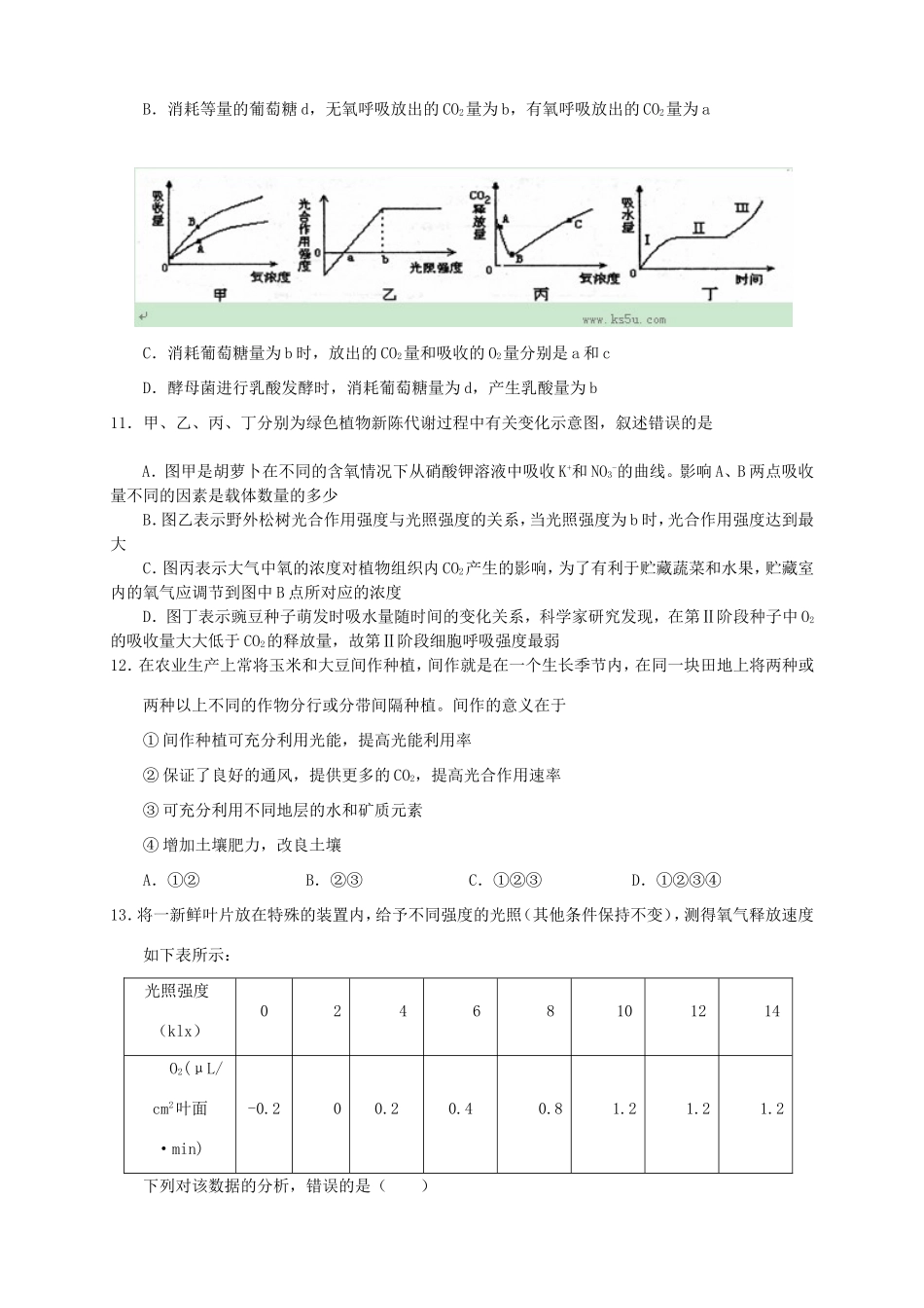 （湖北版）高三生物上学期月考（2）新人教版_第2页