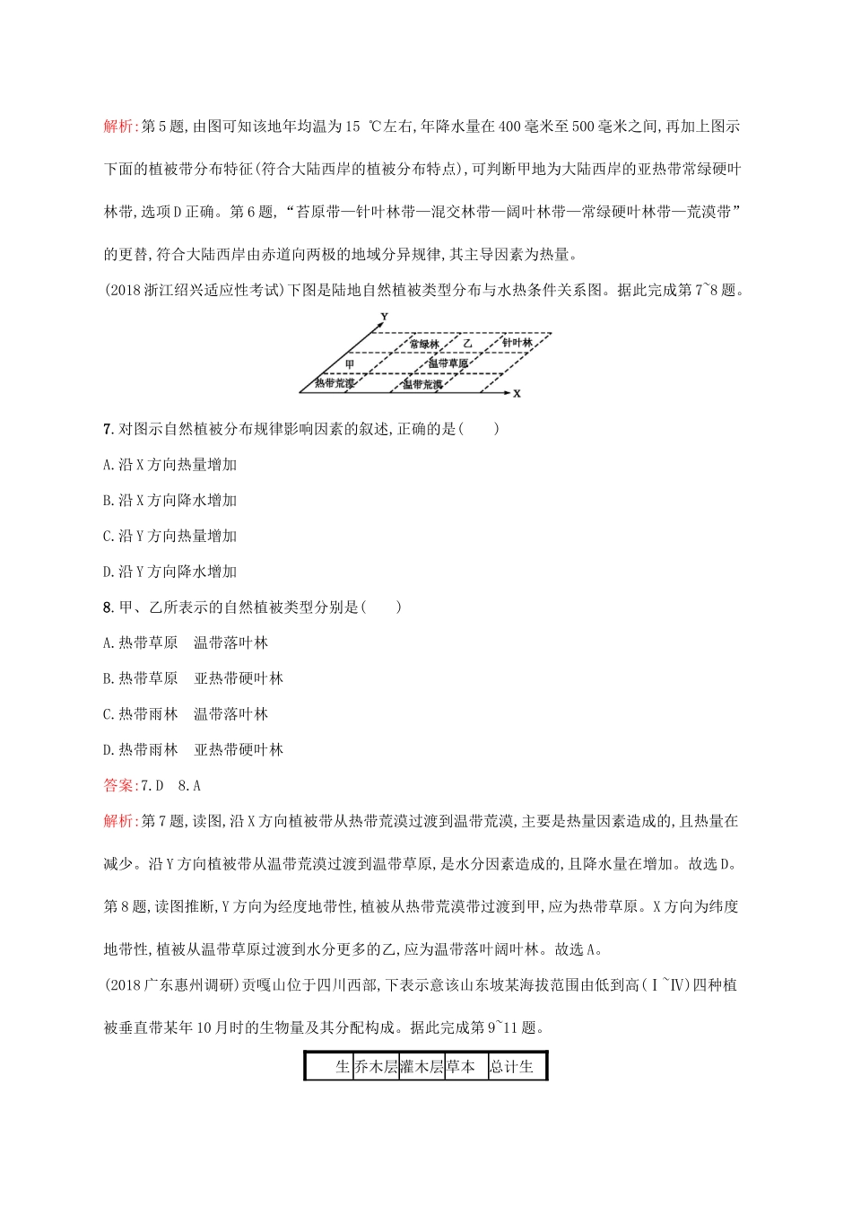 （福建专用）高考地理一轮复习 第六章 自然地理环境的整体性与差异性 课时规范练15 自然地理环境的差异性 新人教-新人教高三地理试题_第3页