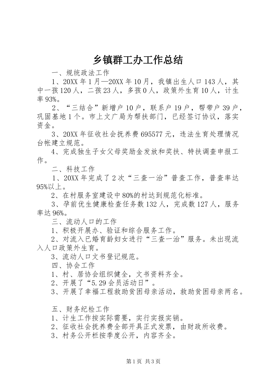 2024年乡镇群工办工作总结_第1页