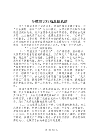 2024年乡镇三大行动总结总结