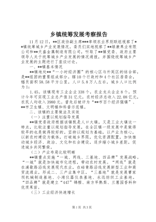 2024年乡镇统筹发展考察报告