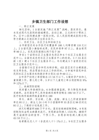2024年乡镇卫生部门工作设想