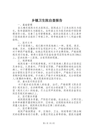 2024年乡镇卫生院自查报告