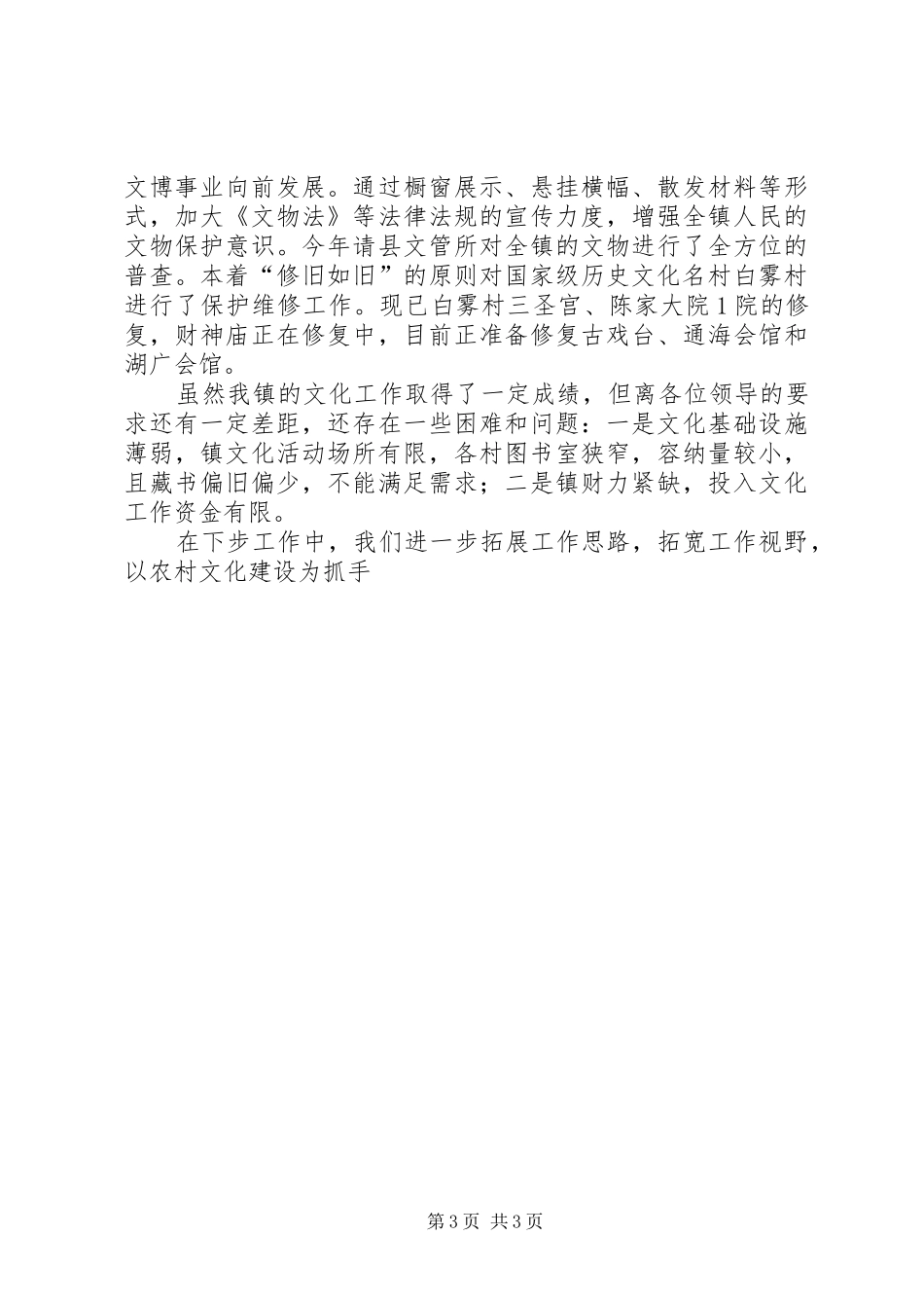 2024年乡镇文化工作情况汇报_第3页