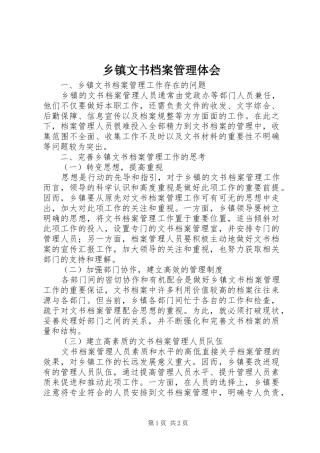 2024年乡镇文书档案管理体会