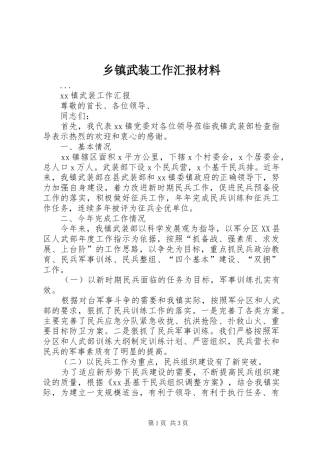 2024年乡镇武装工作汇报材料