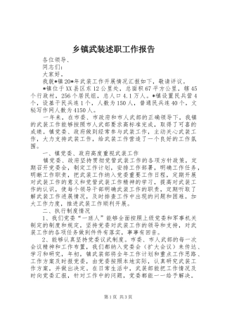 2024年乡镇武装述职工作报告