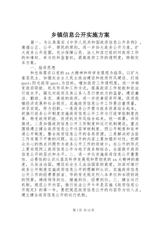 2024年乡镇信息公开实施方案