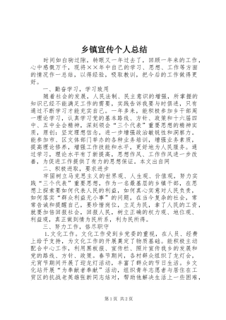 2024年乡镇宣传个人总结