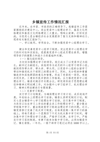 2024年乡镇宣传工作情况汇报