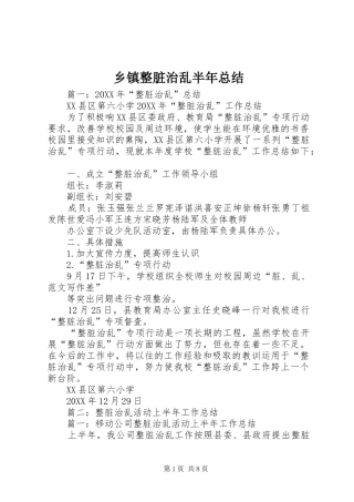 2024年乡镇整脏治乱半年总结