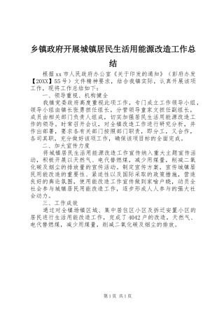 2024年乡镇政府开展城镇居民生活用能源改造工作总结
