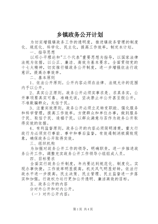 2024年乡镇政务公开计划