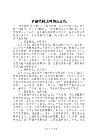 2024年乡镇植树造林情况汇报