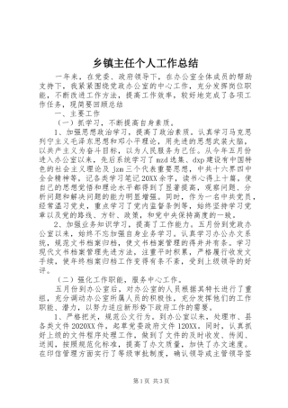 2024年乡镇主任个人工作总结